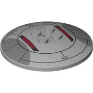 Lego Dish 6 x 6 Inverted (Radar) with Hatch, Dark Red Lines sprint / Light Bluish Gray