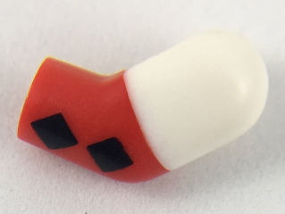 Lego Arm, Left with White Short Sleeve, 2 Black Diamonds Pattern / Red