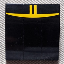 Lego Stickered Assembly 3 x 3 x 1 with Yellow Curved Line and Stripes on Black Background Pattern (Sticker) - Set 8135