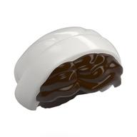 Lego Hair Short with White Bonnet Pattern / Dark Brown
