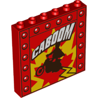 Lego Panel 1 x 6 x 5 with 'Caboom', Dare Devil on Motor Print / Red