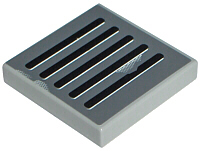 Lego Tile 2 x 2 with Black Grille and Wear Marks on Dark Bluish Gray Background Pattern Model Left Side (Sticker) - Sets 7256 / 7283 / Light Bluish Gray