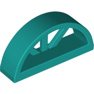 Lego Window 1 x 4 x 1 2/3 with Spoked Rounded Top / Dark Turquoise