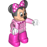 Lego Duplo Figure Minnie Mouse with Jacket with 4 Buttons Print, and Dark Pink Legs / Bright Pink