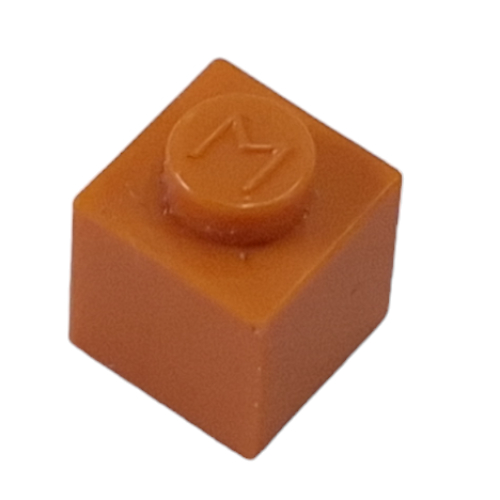Lego Modulex Brick 1 x 1 with M on Stud / Modulex Orange