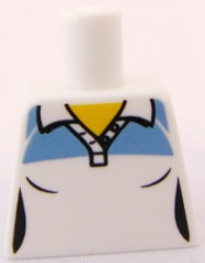 Lego Torso Female Tennis Shirt with Medium Blue Shoulders Pattern / White