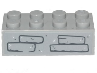 Lego Brick 2 x 4 with Stones Pattern (Sticker) - Set 75200