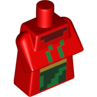 Lego Torso Special, Long with Folded Arms with Pixelated Dark Red, Green, and Dark Green Squares Print / Red