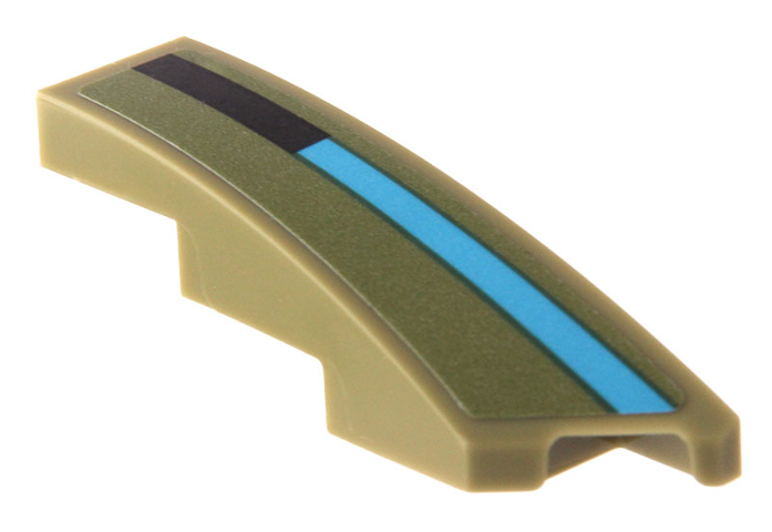 Lego Wedge 4 x 1 Right with Black and Dark Azure Stripe Pattern (Sticker) - Set 76923