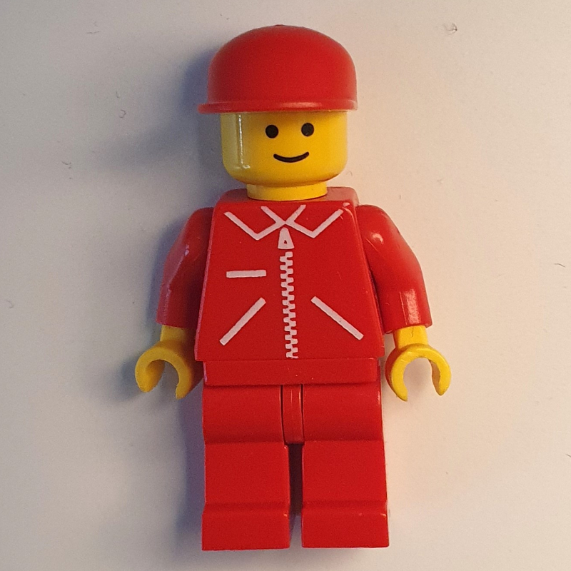 Lego Man, Red Jacket with Zipper and Pockets, Red Cap