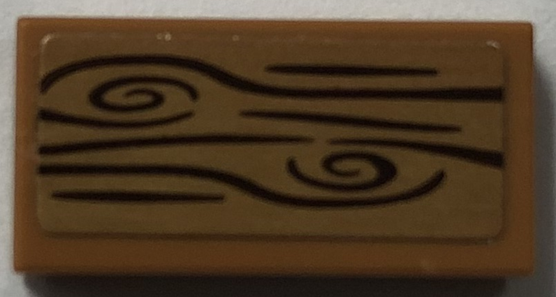 Lego Tile 1 x 2 with Dark Brown Wood Grain Pattern (Sticker) - Set 41702 / Medium Nougat