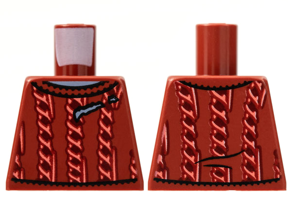 Lego Torso Knit Cable Sweater with Coral Pattern / Dark Red