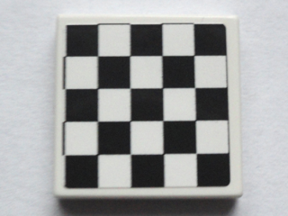 Lego Tile 2 x 2 with Checkered Pattern with Thin Black Border (Sticker) - Set 75913 / White