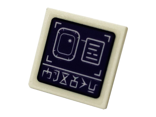 Lego Road Sign 2 x 2 Square with Open O Clip with Monitor with Runes on Purple Background Pattern (Sticker) - Set 76103