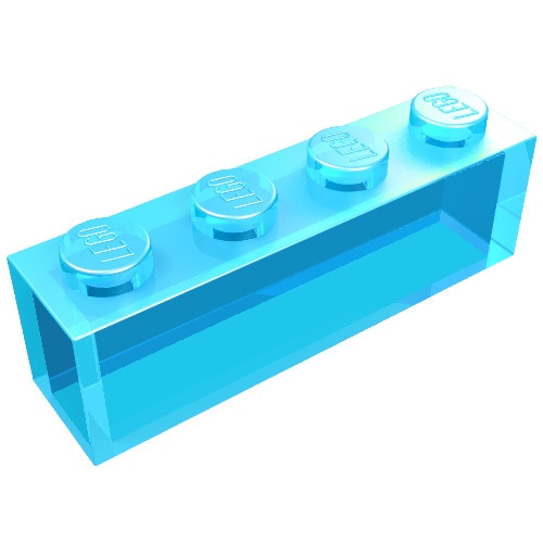 Lego Brick 1 x 4 without Bottom Tubes / Trans-Light Blue