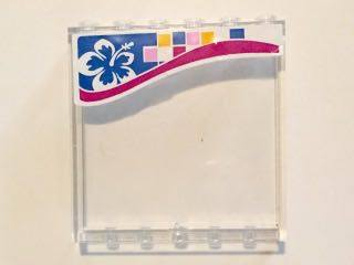 Lego Panel 1 x 6 x 5 with White and Blue Flower and Multi-Colored Squares on Outside Pattern (Stickers) - Set 41058