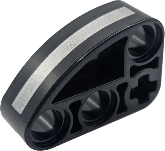 Lego Technic, Liftarm, Modified L-Shape Quarter Ellipse Thick 2 x 3 with Silver Stripe Pattern