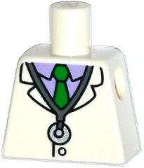 Lego Torso Simpsons Lab Coat, Stethoscope, Purple Shirt and Green Tie Pattern / White