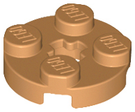 Lego Plate, Round 2 x 2 with Axle Hole / Medium Nougat