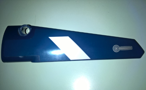 Lego Technic, Panel Fairing # 5 Long Smooth, Side A with White Stripe and Door Handle Pattern (Sticker) - Set 41999