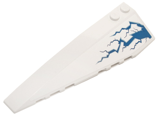 Lego Wedge 10 x 3 Left with Blue Lightning Pattern (Sticker) - Set 70724 / White
