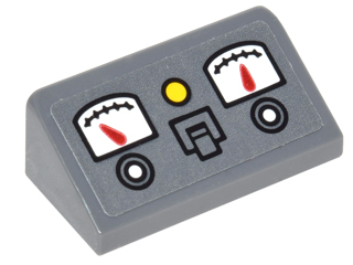Lego Slope 30 1 x 2 x 2/3 with 2 Gauges, Buttons and Switch Pattern (Sticker) - Set 76052 / Dark Bluish Gray