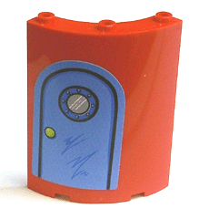 Lego Cylinder Quarter 4 x 4 x 6 with Blue Door Pattern (Sticker) - Set 4982