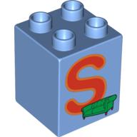 Lego Duplo Brick 2 x 2 x 2 with 'S' and Sofa / Couch Print