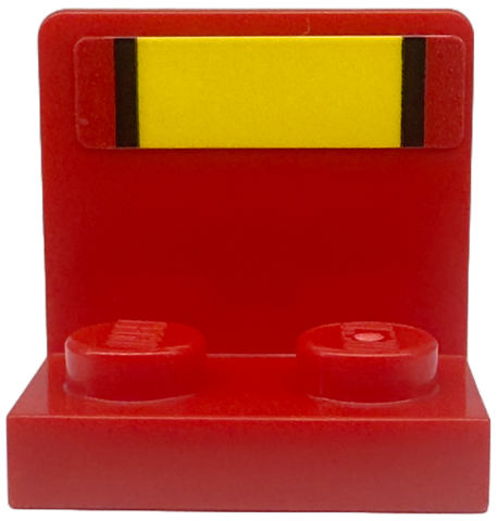 Lego Bracket 1 x 2 - 2 x 2 Inverted with Black and Yellow Stripes Pattern (Sticker) - Set 76914