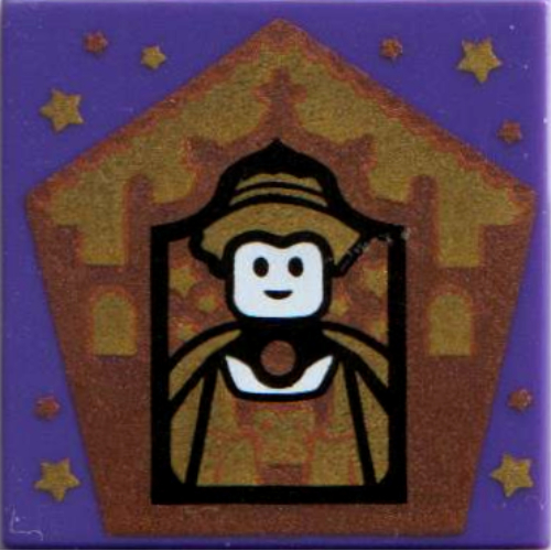 Lego Tile 2 x 2 with Wizard Card Helga Hufflepuff Print / Dark Purple