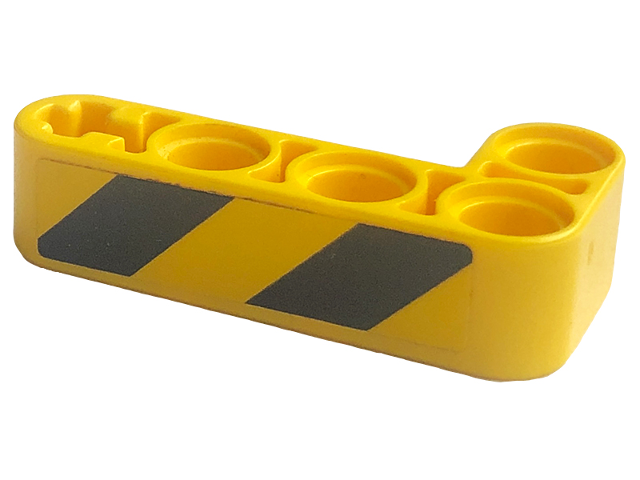 Lego Technic, Liftarm, Modified Bent Thick L-Shape 2 x 4 with Black and Yellow Danger Stripes Pattern Model Left Side (Sticker) - Set 42094