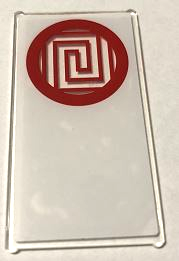 Lego Glass for Window 1 x 4 x 6 with Red Circle and Geometric Frame on Translucent White Background Pattern (Sticker) - Set 70670