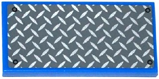 Lego Tile 2 x 4 with Silver and Dark Bluish Gray Tread Plate and 4 Rivets Pattern (Sticker) - Set 75918 / Blue