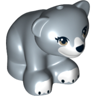 Lego Animal, Bear, Small with Hole in Top and Brown Eyes, White Paws and Mouth, Black Nose Print