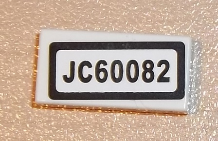Lego Tile 1 x 2 with 'JC60082' Pattern (Sticker) - Set 60082