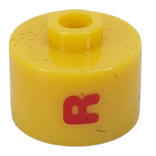 Lego Pen Bead, Round Long, Flat Edge with Red 'R' Print