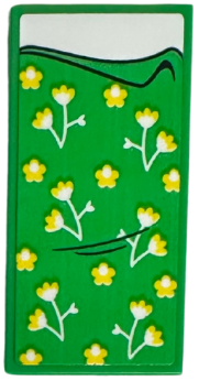 Lego Tile 2 x 4 with Blanket with Yellow Flowers and White Bedsheet Pattern (Sticker) - Set 42652 / Bright Green