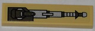 Lego Tile 1 x 4 with Gun Turret Top Half Pattern Model Right Side (Sticker) - Set 76001