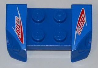Lego Vehicle, Mudguard 2 x 4 with Headlights Overhang with Red 'CELLFISH' Pattern on Both Sides (Stickers) - Set 8126