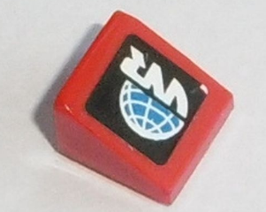 Lego Slope 30 1 x 1 x 2/3 with Globe and White 'WR' World Racer Logo Pattern Model Right Side (Sticker) - Set 8864