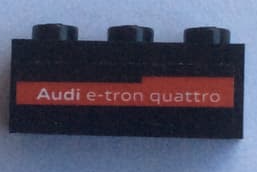 Lego Brick 1 x 3 with 'Audi e-tron quattro' on Red Stripe Pattern on Both Sides (Stickers) - Set 75872