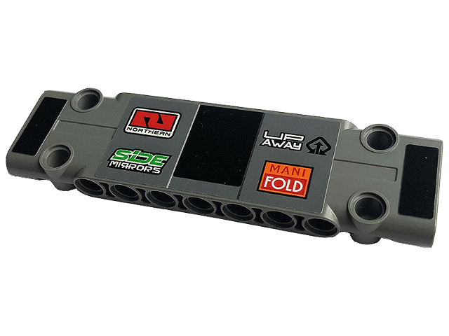 Lego Technic, Panel Plate 3 x 11 x 1 with Black Rectangle, 'NORTHERN', 'UP AWAY', SiDE MIRRORS' and 'MANI FOLD' Pattern (Sticker) - Set 42129