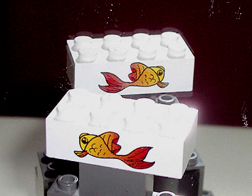 Lego Brick 2 x 4 with Fish Pattern on Both Sides (Stickers) - Set 4178