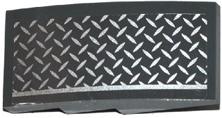 Lego Slope, Curved 4 x 2 with Tread Plate and Silver Line Pattern Model Left Side (Sticker) - Set 75919