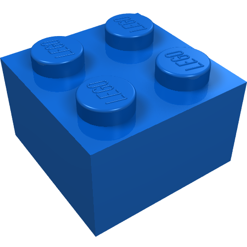Lego Brick 2 x 2 without Inside Support or Tubes / Blue
