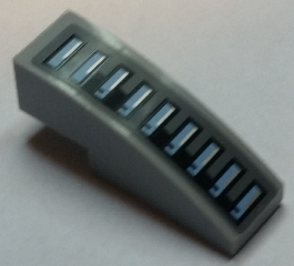 Lego Slope, Curved 3 x 1 with Black Triangular Line and Medium Blue Bars Pattern Model Left Side (Sticker) Set 7961
