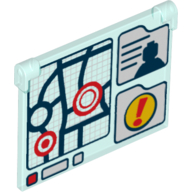 Lego Glass for Window 1 x 4 x 3 - Opening with Map, Minifig Silhouette and Exclamation Mark Print