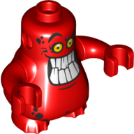 Lego Body Nexo Knights Scurrier with Red Arms and with Orange Eyes and Open Smile with 10 Teeth Print / Red