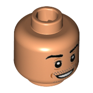 Lego Minifig Head Mesut Özil, Eyebrows, Chin and Moustache Stubble, White Pupils, Open Smile Print [Hollow Stud] / Nougat