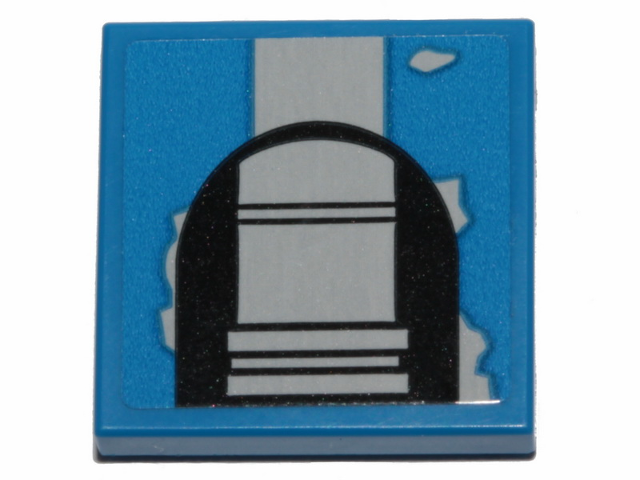 Lego Tile 2 x 2 with Gray Stripe, Pipe and Peeling Paint Pattern (Sticker) - Set 75280 / Blue